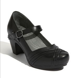 Dansko Black Leather Platform Shoes